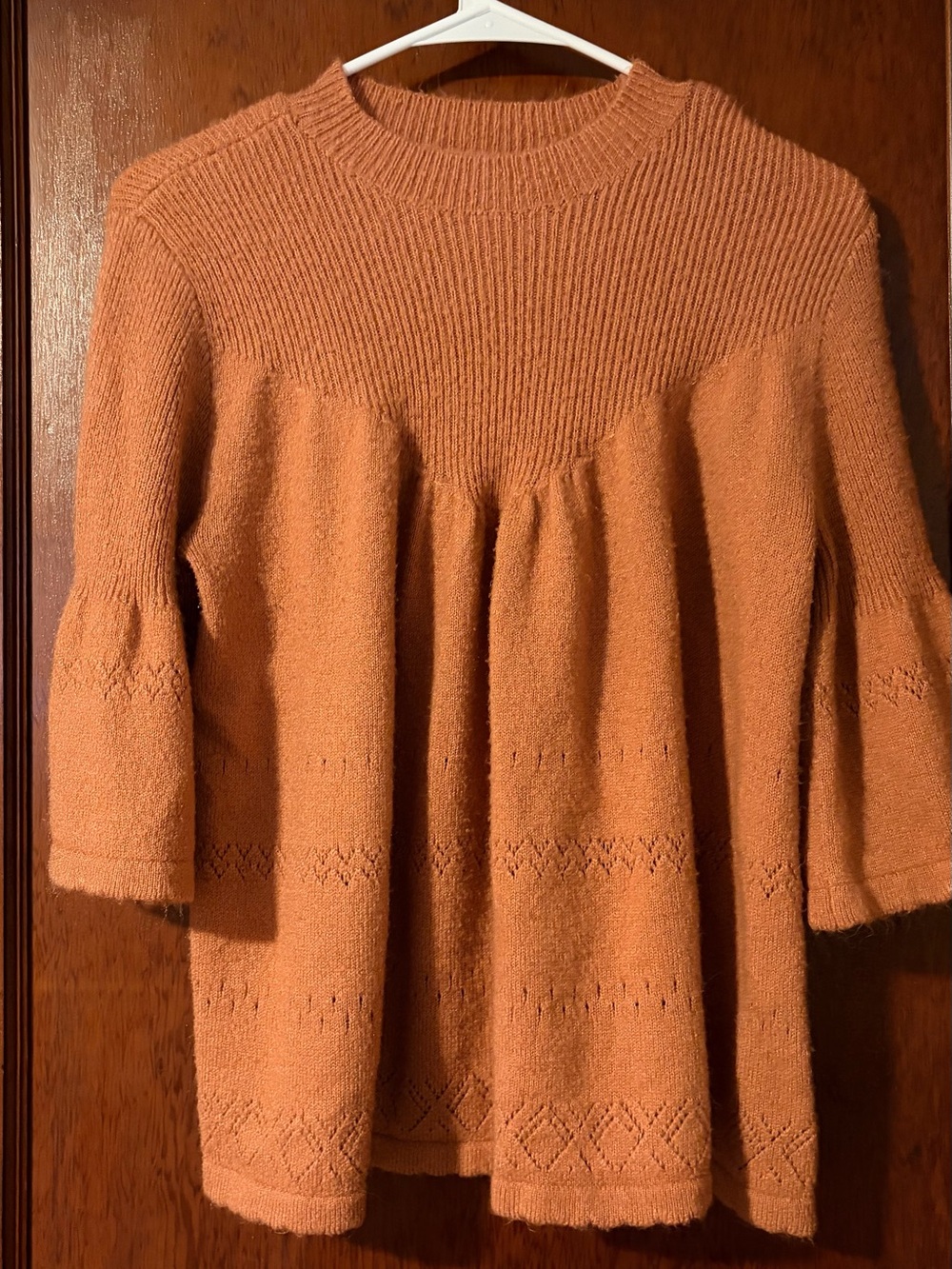 LC Lauren Conrad Rust Orange Knit Scoop-Neck Sweater
